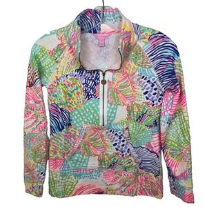 LILLY PULITZER Preppy Beachy Resort Leona Jacket‎ Roaring Seas 1/2 Zip Size XXS